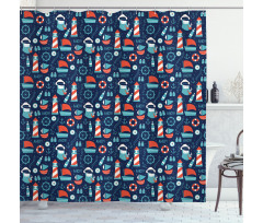 Captain Boats and Helm Shower Curtain