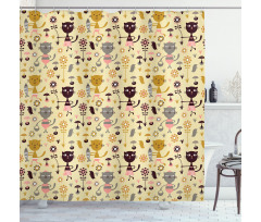 Feline Animals in Forest Shower Curtain