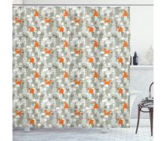 Winter Forest with Flowers Shower Curtain