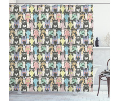 Hipster Cats with Glasses Shower Curtain