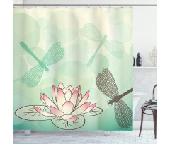 Exotic Lily Dragonflies Shower Curtain