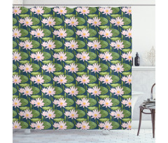 Pink Blooms on Pond Shower Curtain