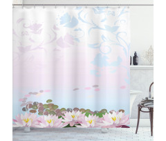 Water Lilies Pattern Shower Curtain