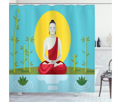 Meditating Monk Yoga Shower Curtain