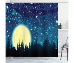 Moon over Forest Shower Curtain