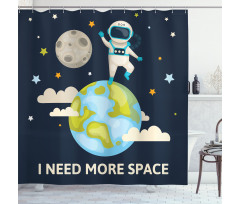 Spaceman Planet Earth Shower Curtain