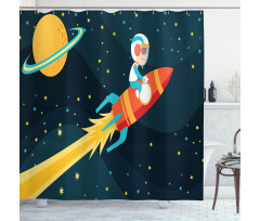 Boy on a Rocket Adventure Shower Curtain