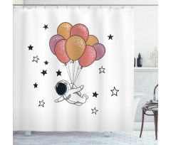 Astronaut with Balloons Shower Curtain