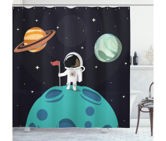 Galaxy Adventure Cartoon Shower Curtain