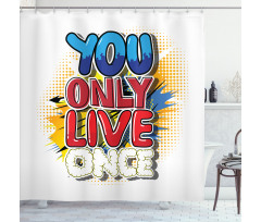 Cartoon Style Life Message Shower Curtain
