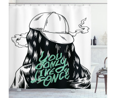 Girl with a Backwards Hat Shower Curtain
