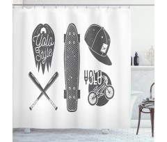 Baseball Bat Skateboard Shower Curtain