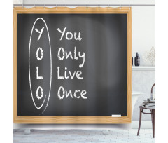 Life Words on Chalkboard Shower Curtain