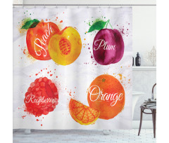 Peach Raspberry and Plum Shower Curtain