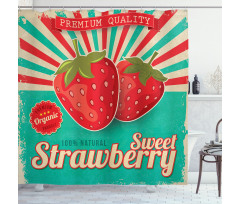 Retro Poster Strawberries Shower Curtain