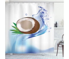 Broken Coconut and Leaves Shower Curtain