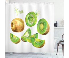 Exotic Vegan Kiwi Pattern Shower Curtain