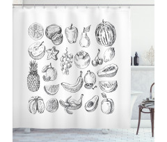 Hand Drawn Berries Food Shower Curtain