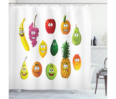 Banana Grape Pear Avocado Shower Curtain