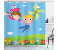 Cartoon Kids Friends Shower Curtain
