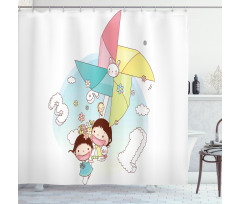 Happy Kids Playing Shower Curtain