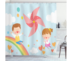 Children on Rainbow Shower Curtain