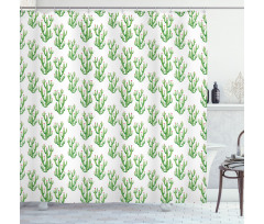 Watercolor Cactus Plant Shower Curtain