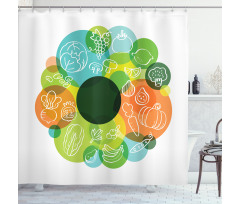 Doodle Vegan Pattern Shower Curtain