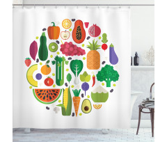 Yummy Food Circle Shower Curtain
