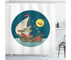 Wolf Captain Boat Shower Curtain