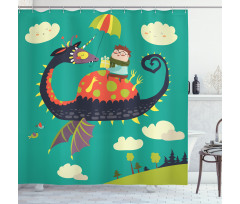 Fantasy Dragon Rider Shower Curtain