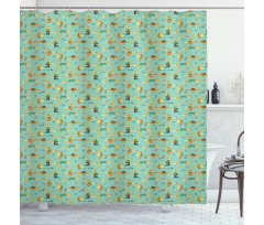 Foxes with Glasses Shower Curtain