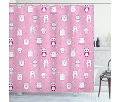 Funny Animals Pink Shower Curtain