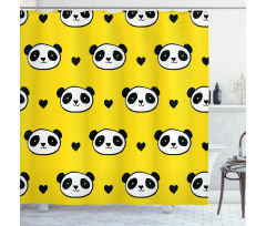 Smiling Panda Faces Shower Curtain