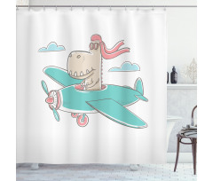 Dinosaur in Plane Shower Curtain