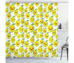 Cartoon Lemon Emoticons Shower Curtain