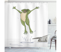 Happy Jumping Toad Humor Shower Curtain