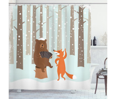 Bear with Accordion Fox Shower Curtain