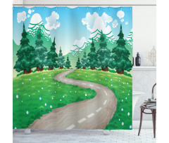 Pathway Among Pine Trees Shower Curtain