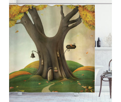 Cosy Tree Tunk Autumn Shower Curtain