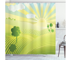 Sunshine Lightens Hills Shower Curtain