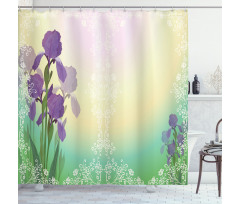 Blossoming Iris Bridal Shower Curtain