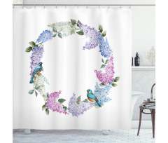 Flower Wreath and Bird Shower Curtain