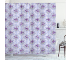 Antique Waves Roses Shower Curtain