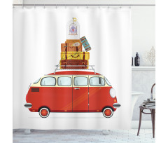 Cartoon Retro Minivan Shower Curtain