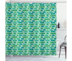 Squares and Caravans Shower Curtain