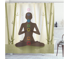 Yoga in Bamboo Stems Shower Curtain