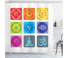 Round Edges Figures Yoga Shower Curtain