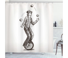 Juggler Clown on Wheel Shower Curtain