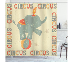 Retro Print Elephant Shower Curtain